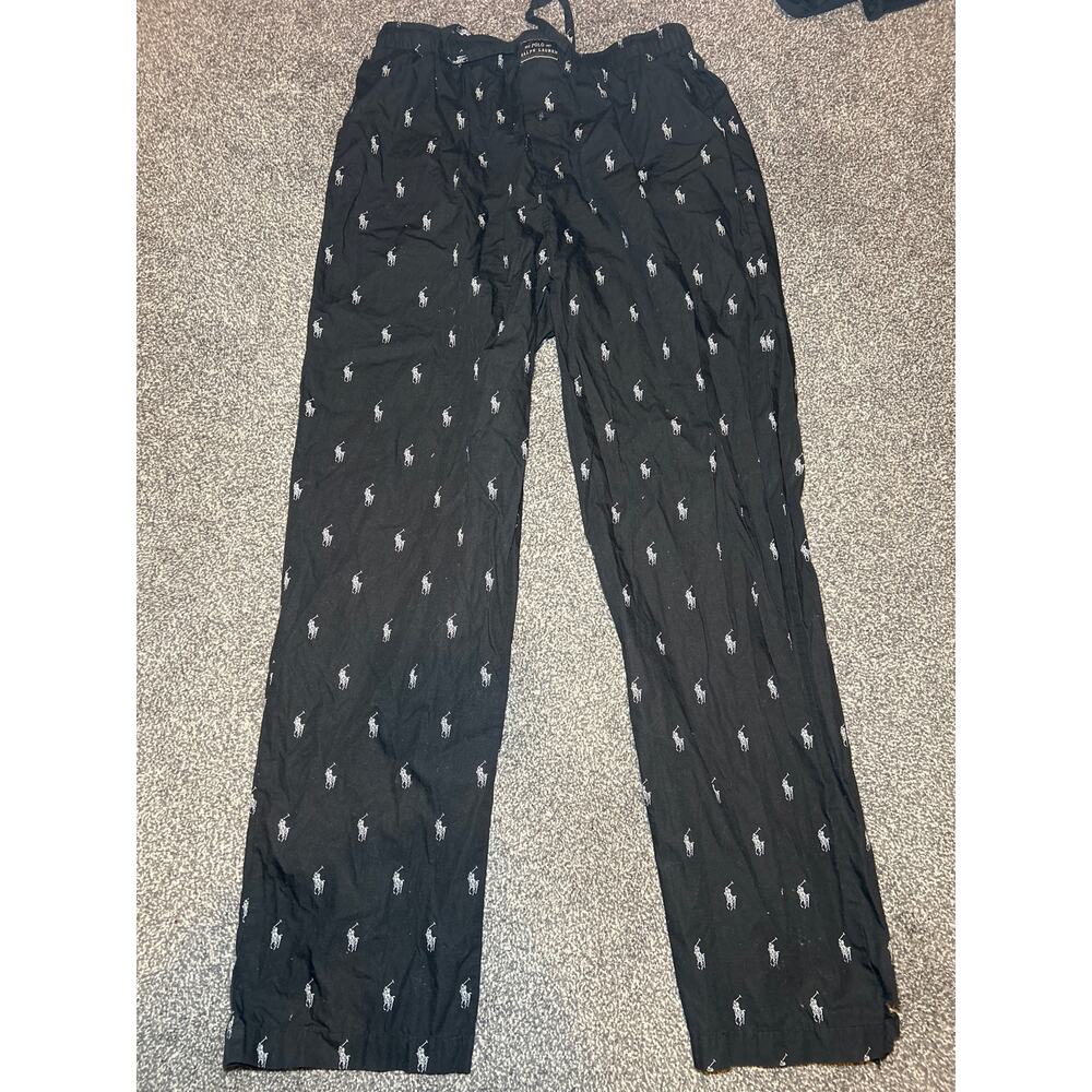 Polo Ralph Lauren Mens M Black All Over Pony pajama pants sleepwear
